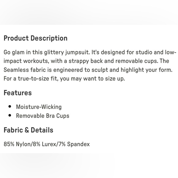 Fabletics & Yitty Deep Navy Sparkle Seamless Jumpsuit | New | Metallic Blue | S - Picture 8 of 11